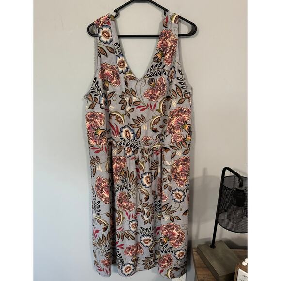 NWT CJ Banks Light Blue Floral Sleeveless Dress Plus Size 3X Elastic Fit Waist - Picture 1 of 10